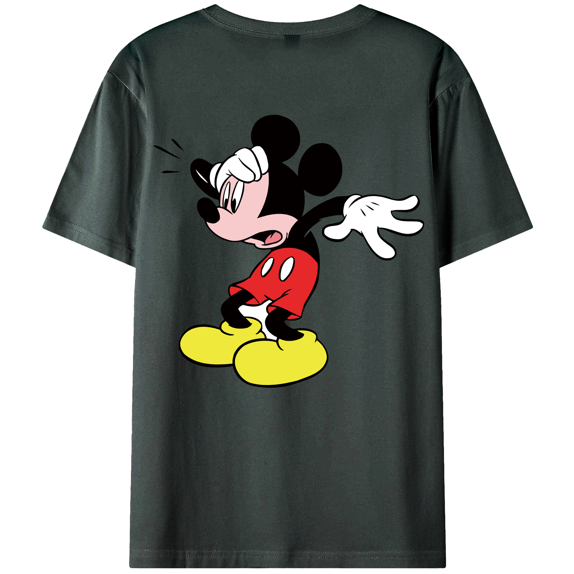 ミッキーマウス Mickey Mouse 綿100％ メンズ半袖Tシャツ（バックプリント） 通気性